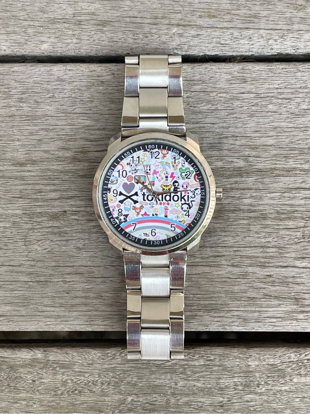 Tokidoki Unisex Stainless Steel Bracelet Watch, Colorful Characters, NEVER worn